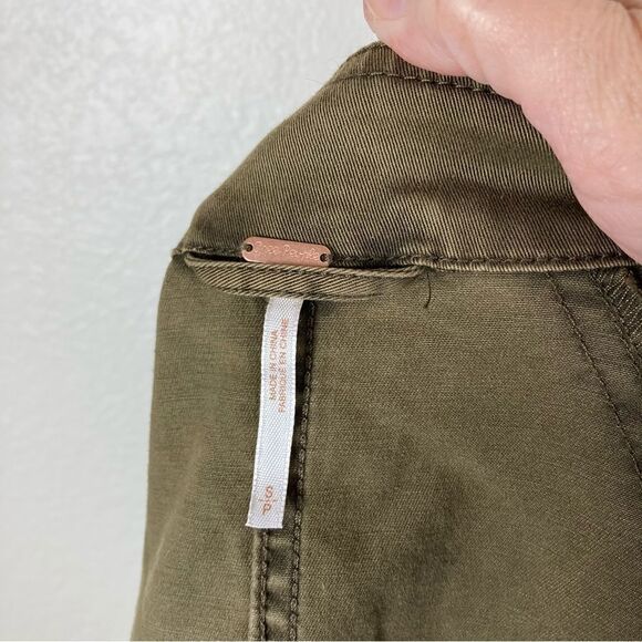 Free People military ruffle hem olive button up jacket S - Picture 9 of 10